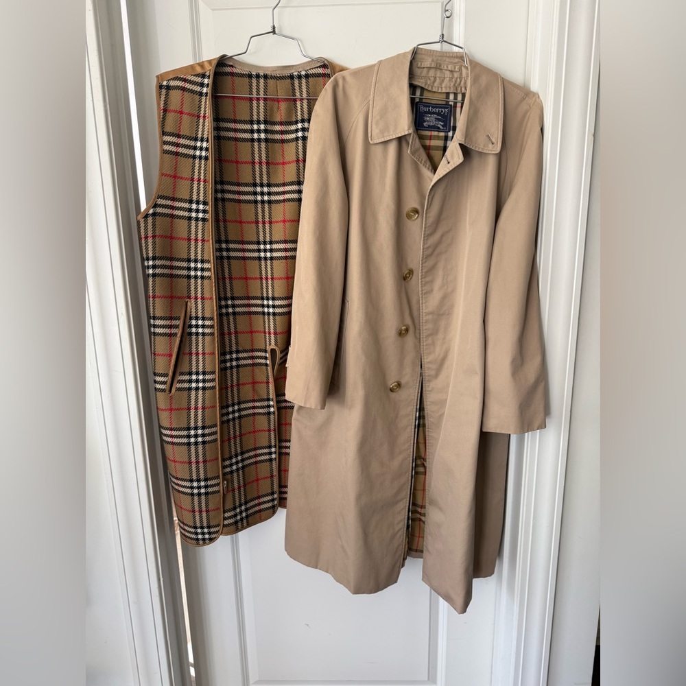 VTG BURBERRYS Trench Coat Wool Zip-Out Lining Size 38 REG - Picture 2 of 14